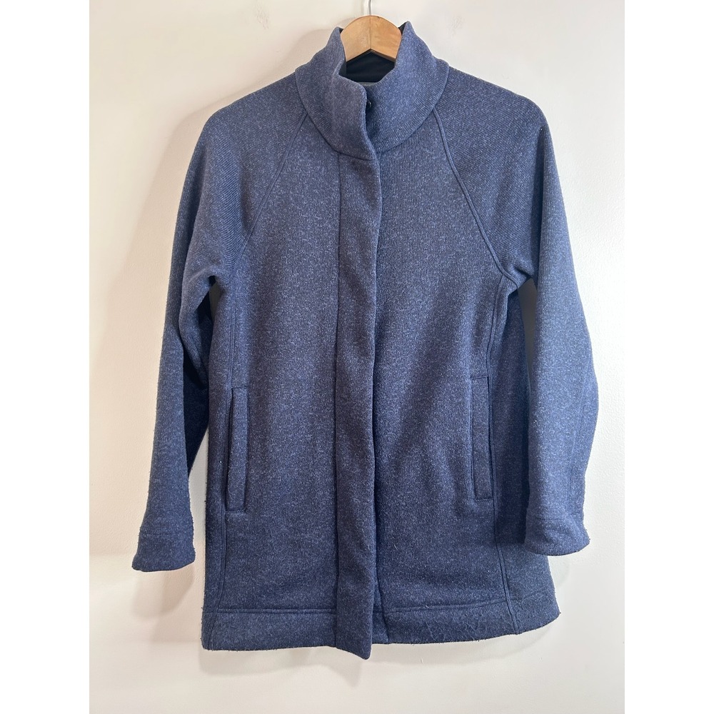 Title Nine Womens Gray Blue‎ Full Zip Fleece Sweatshirt Funnel Neck Jacket Small